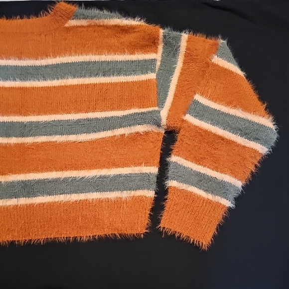 NWT Cozy Full Tilt Striped Sweater - Orange and Gray - Picture 7 of 9